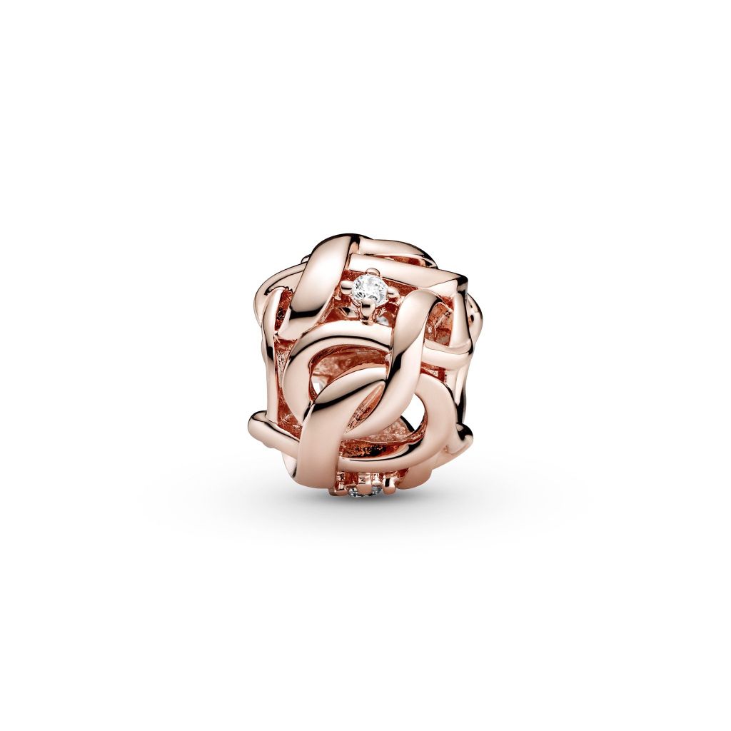 Infinity 14k rose gold-plated charm with CZ