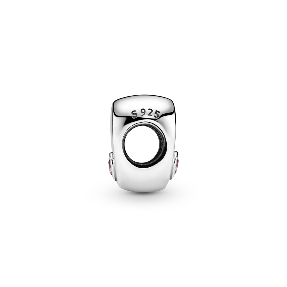 Daughter heart silver charm with pink CZ