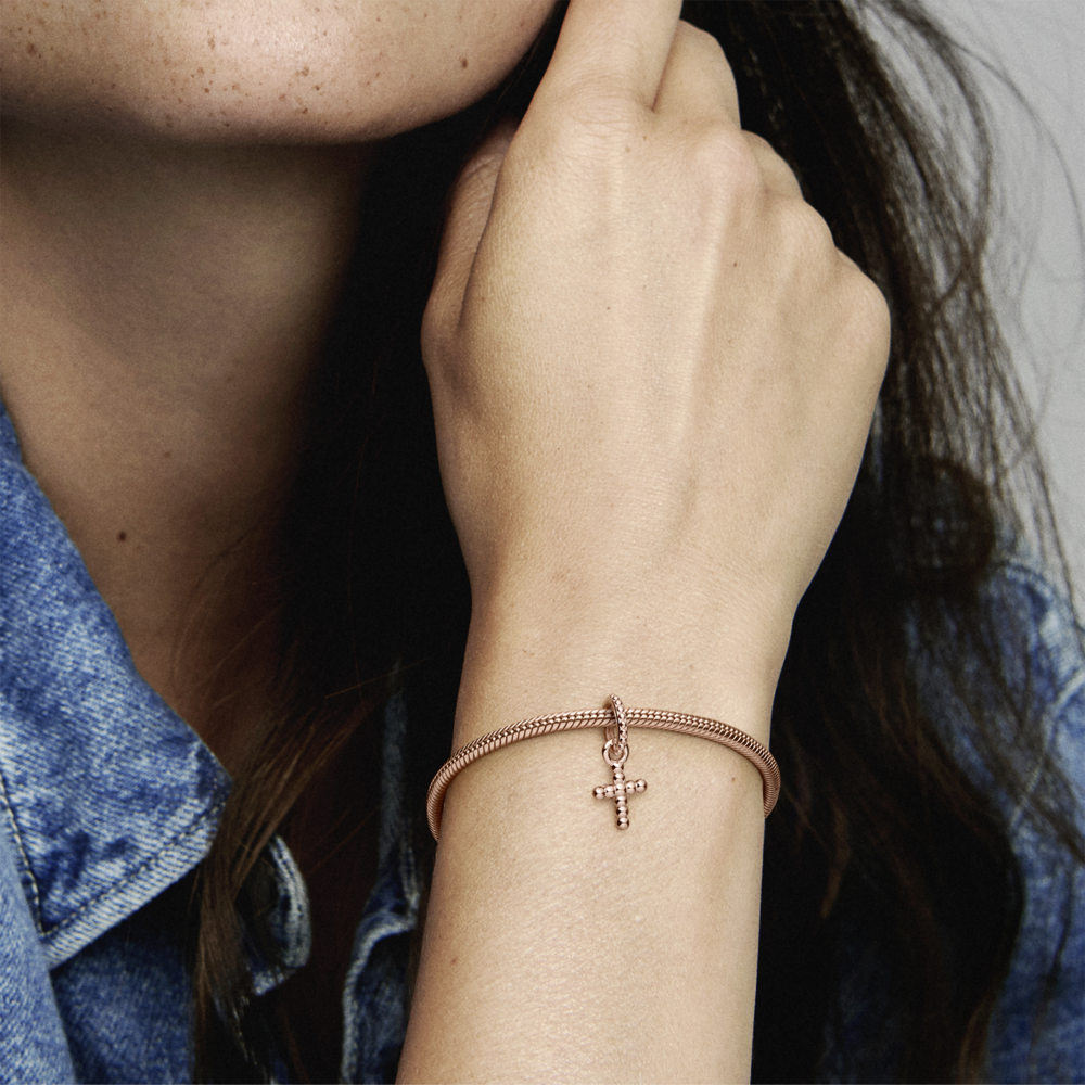 Cross 14k rose gold-plated dangle