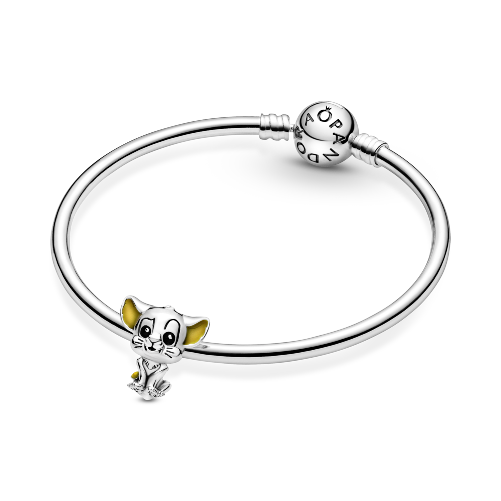 Disney Simba sterling silver charm with black and orange enamel