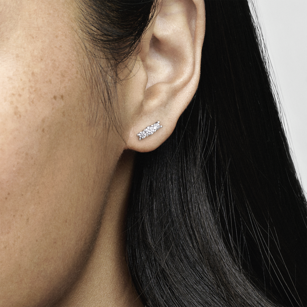 Silver stud earrings with CZ
