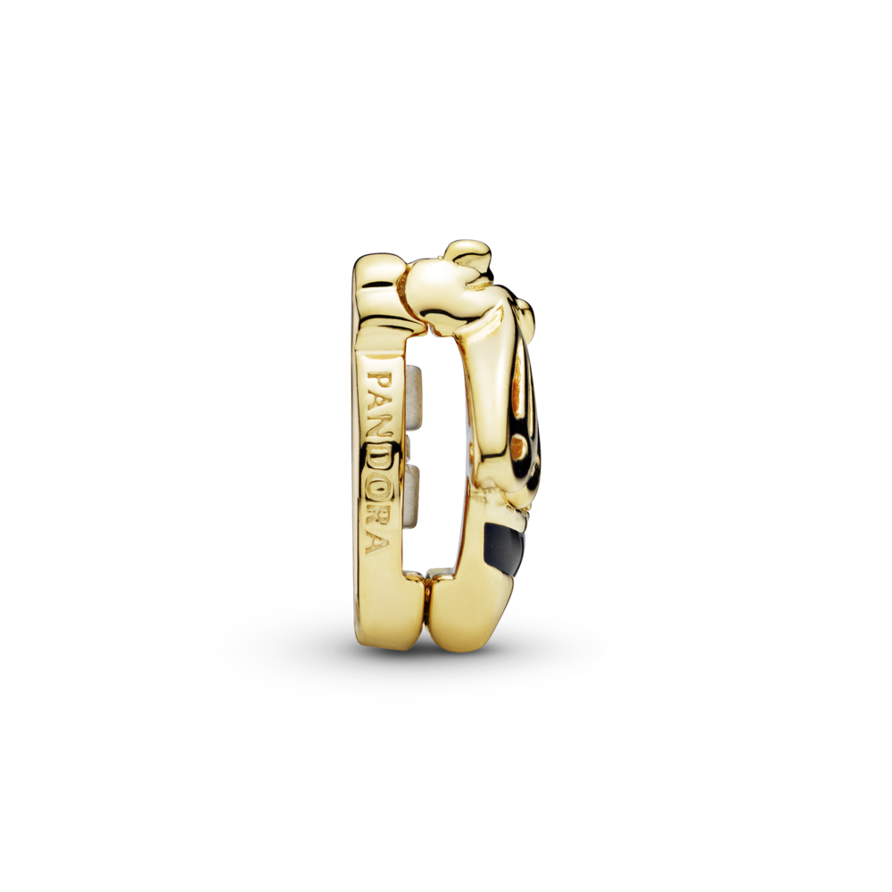 Pandora Reflexions bee clip charm in 14k gold-plated with CZ and black enamel