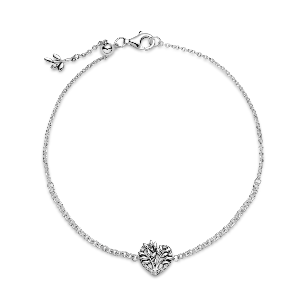 Family tree sterling silver bracelet with CZ