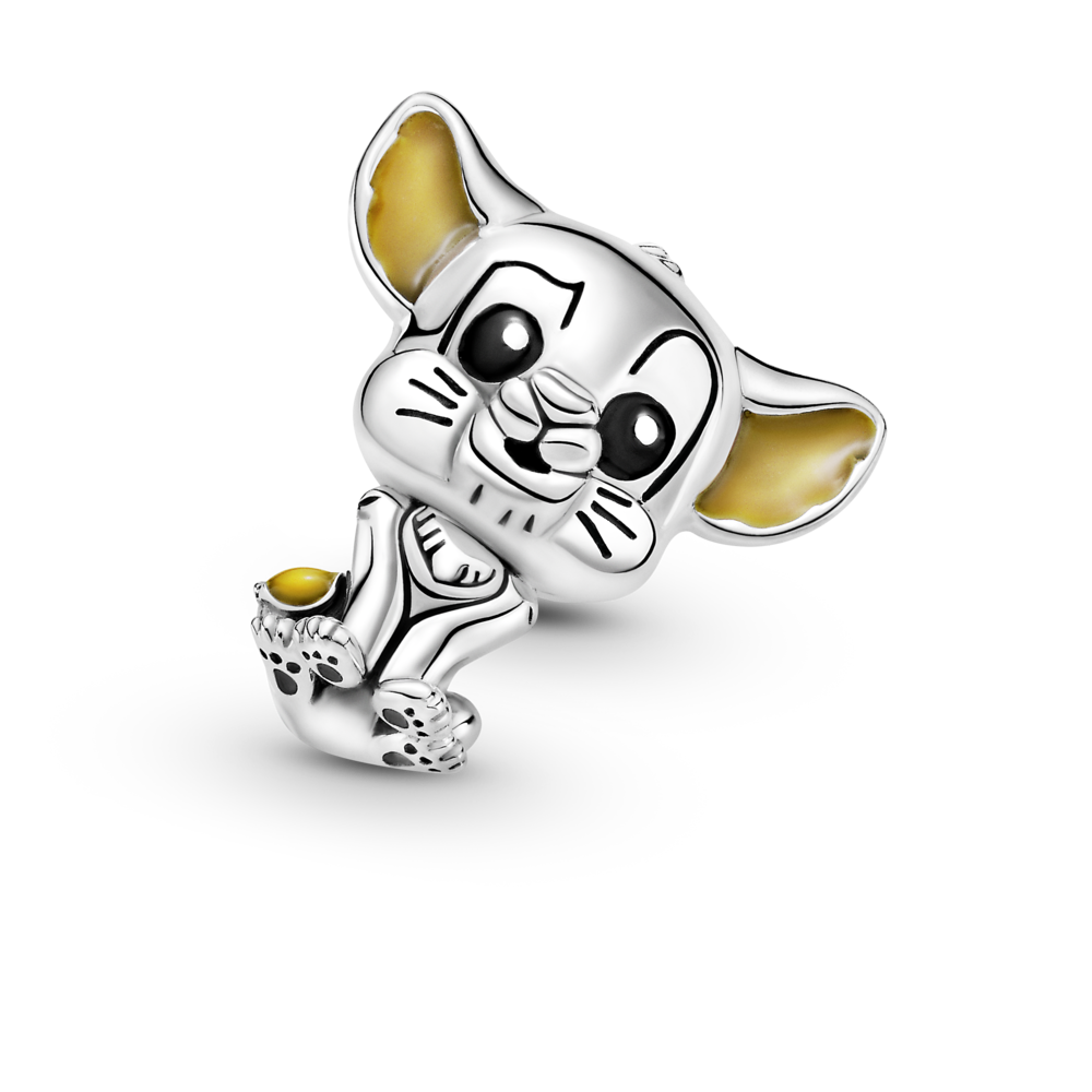 Disney Simba sterling silver charm with black and orange enamel