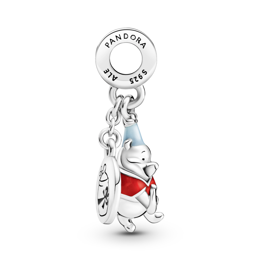 Disney Winnie the Pooh sterling silver dangle with red and blue enamel