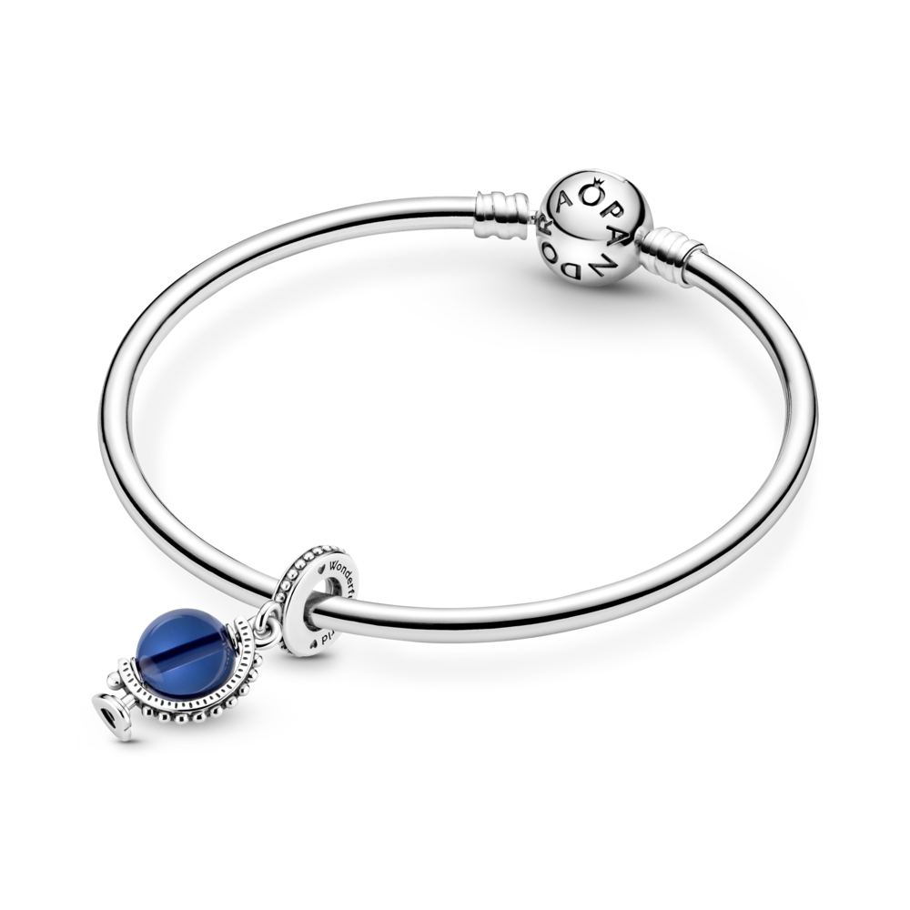 Globe sterling silver dangle with moonlight blue crystal