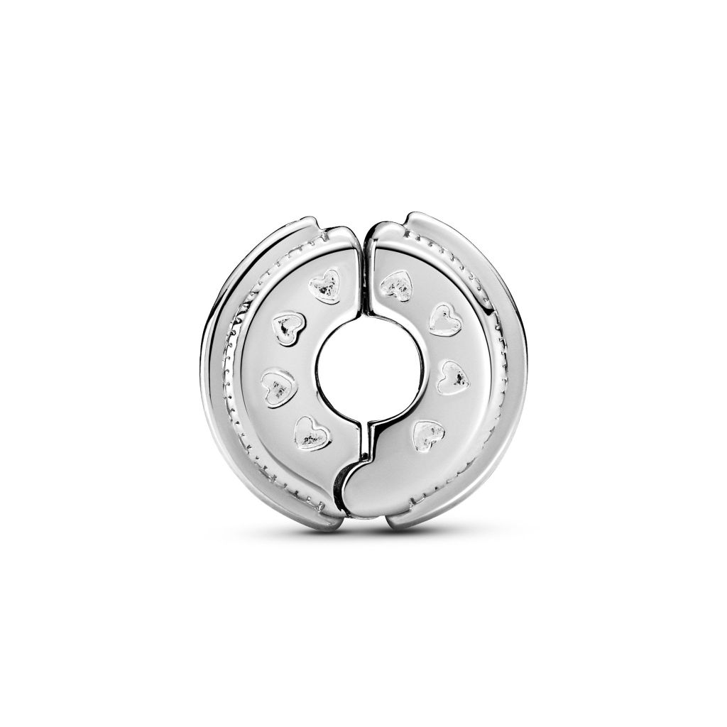 Pandora logo sterling silver clip with CZ and silicone grip