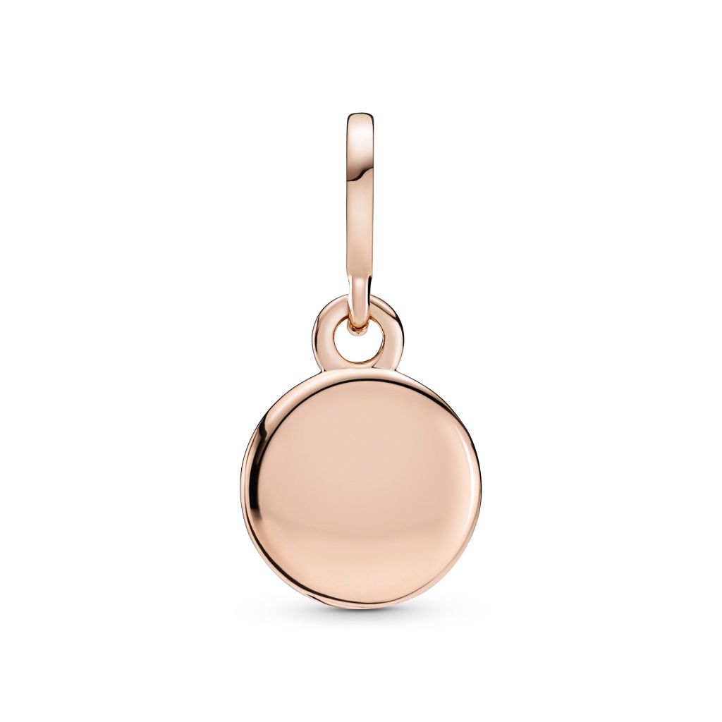 Crown O 14k rose gold-plated dangle with CZ and pink enamel