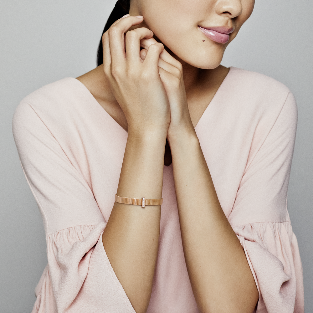 PANDORA Reflexions clip charm in 14k rose gold-plated with CZ