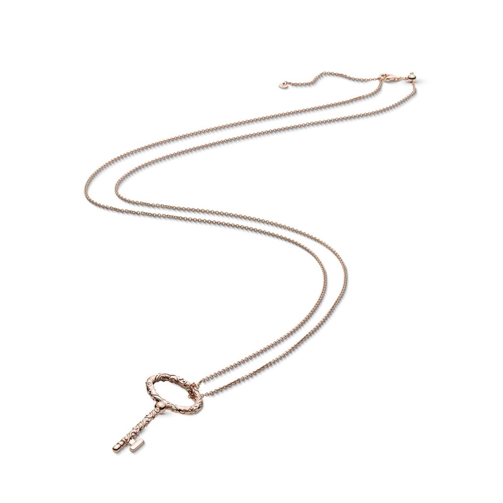 Regal pattern key 14k rose gold-plated pendant and necklace