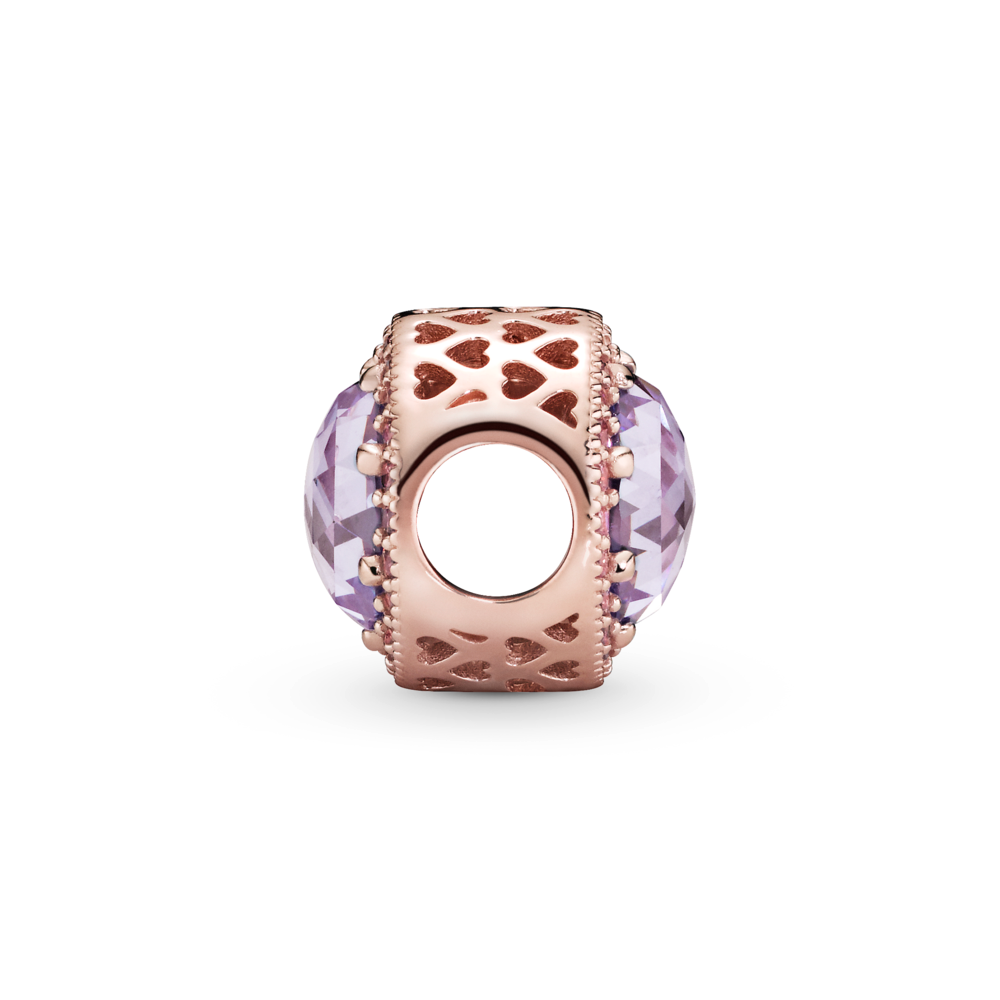 14k rose gold-plated charm with lavender CZ and pink CZ