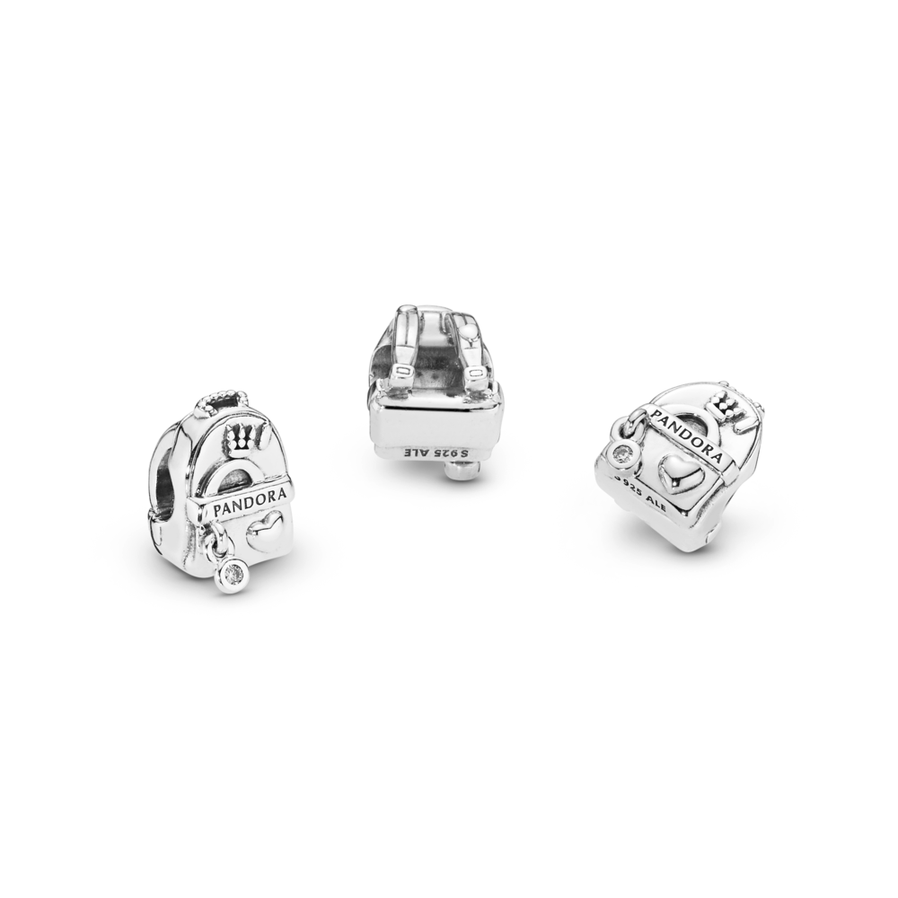 Backpack silver charm with CZ