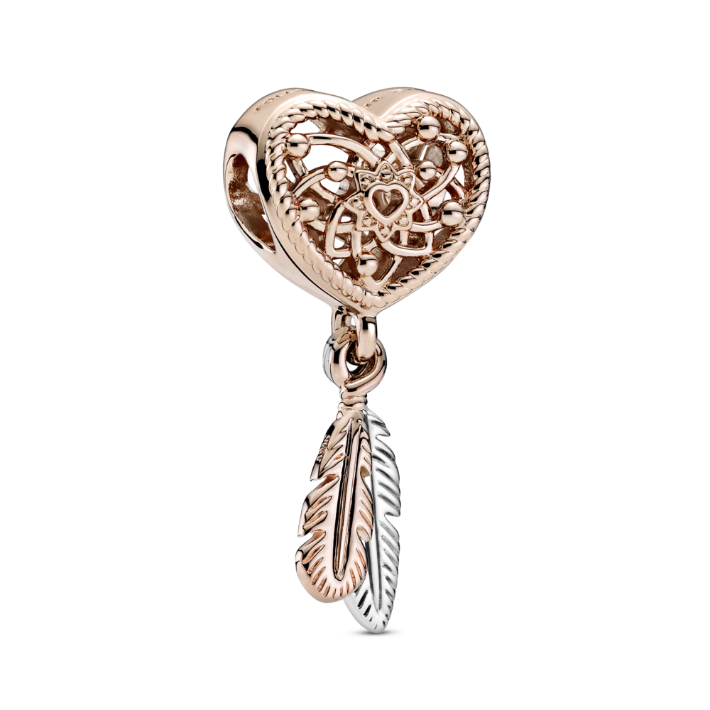 Dreamcatcher 14k rose gold-plated and sterling silver charm