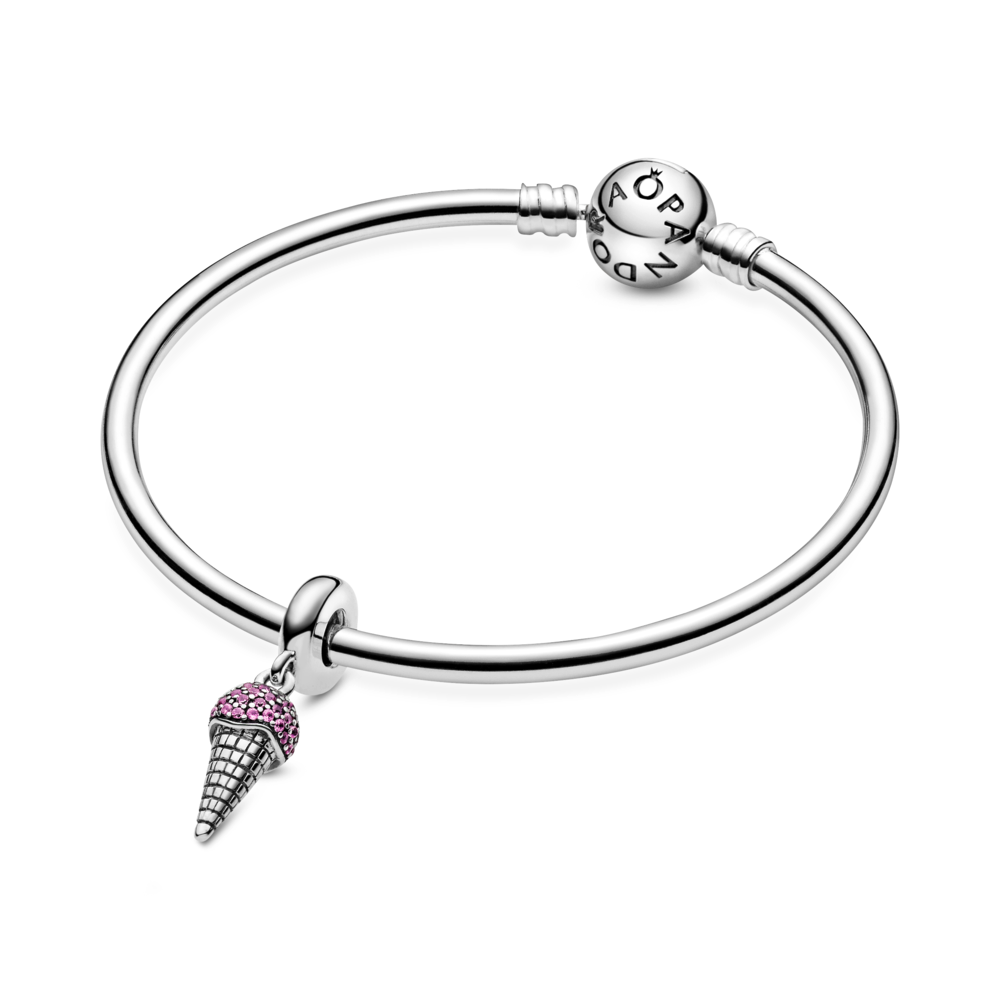 Ice cream sterling silver dangle with synthetic pink sapphire and CZ