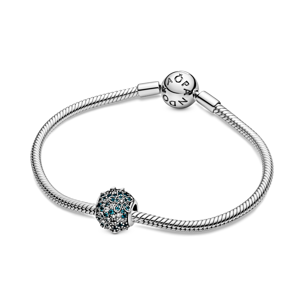 Daisy sterling silver charm with icy green crystal and CZ