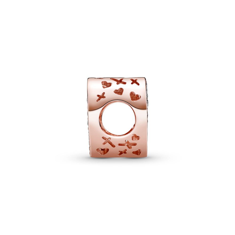 Heart 14k rose gold-plated charm with CZ