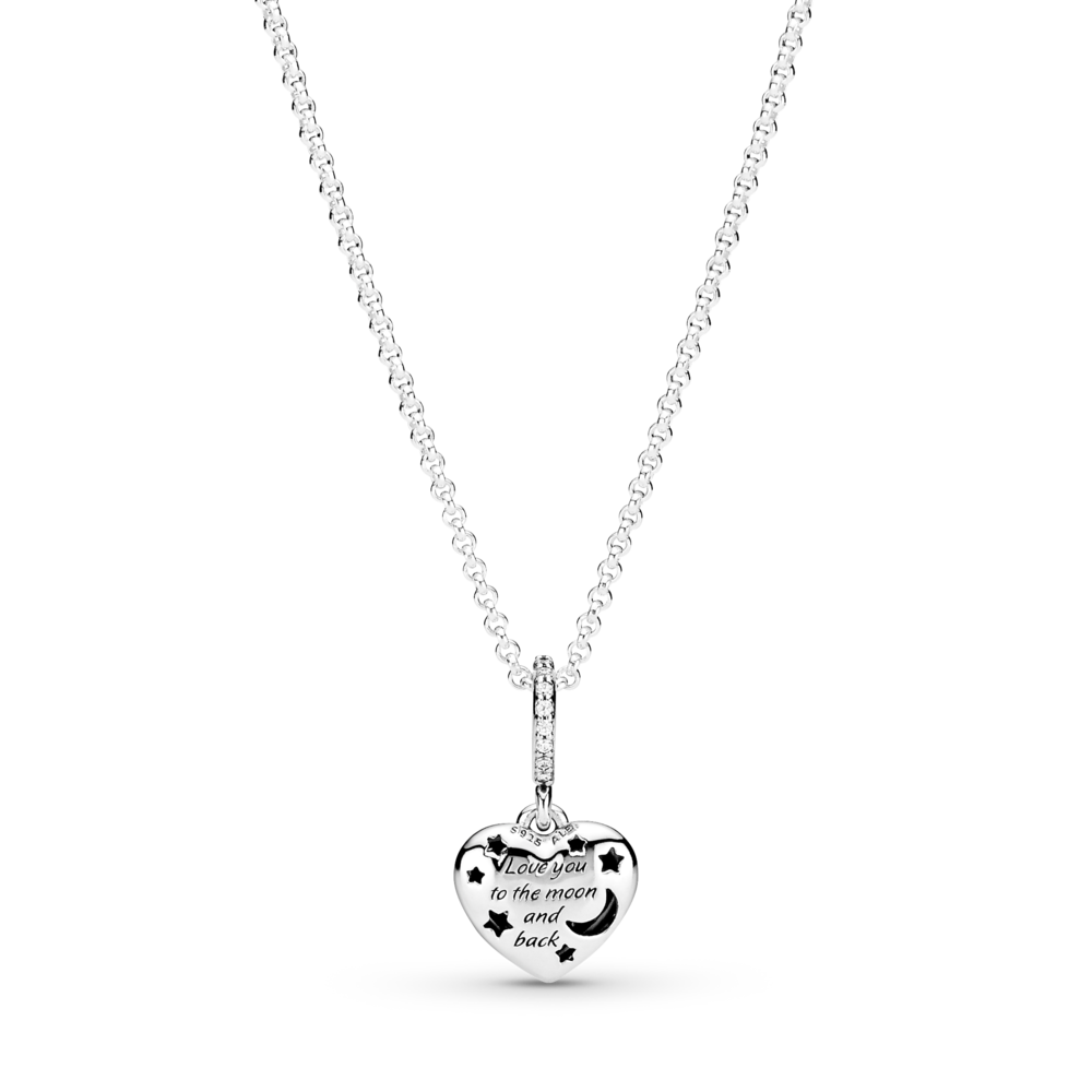 Heart sterling silver necklace with skylight blue, icy blue crystal and CZ
