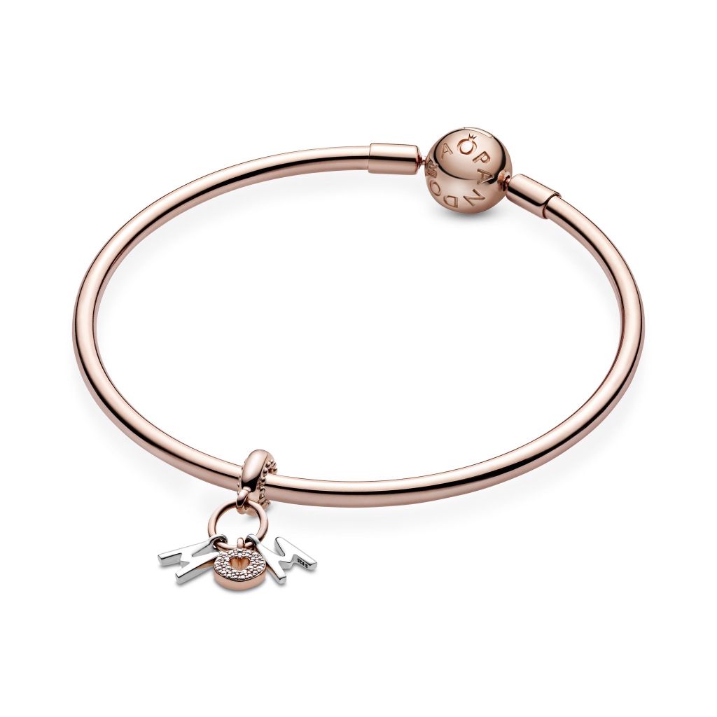 Mum 14k rose gold-plated and sterling silver dangle with CZ