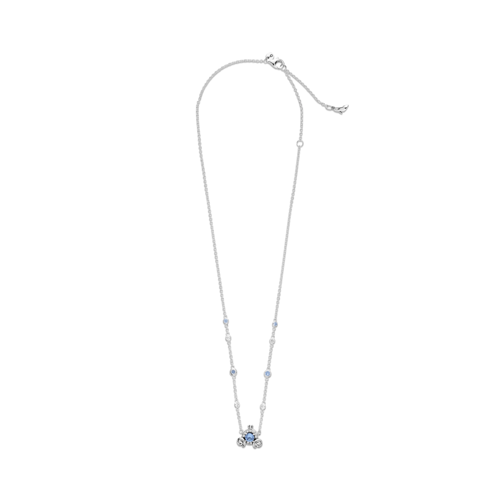 Disney Cinderella pumpkin coach sterling silver collier with CZ and forever blue crystal