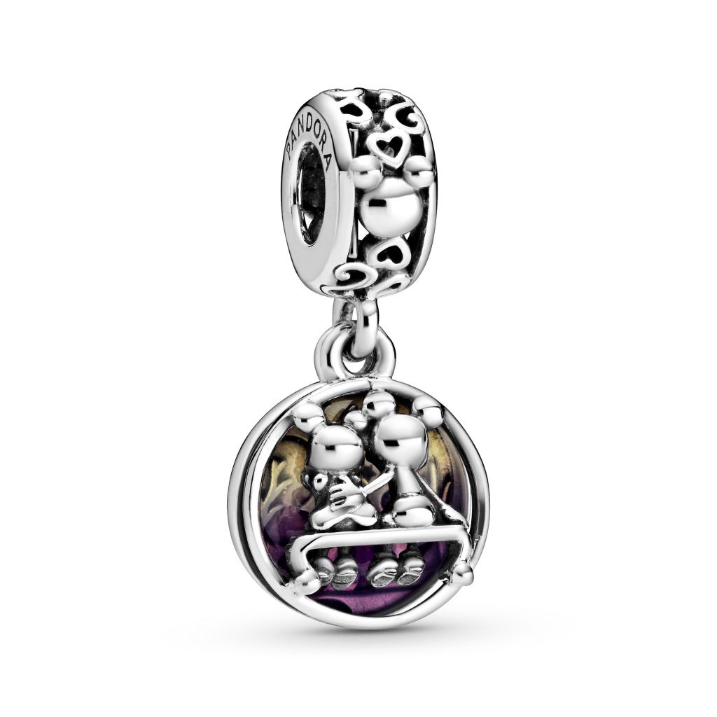 Disney Mickey & Minnie sterling silver dangle with purple enamel