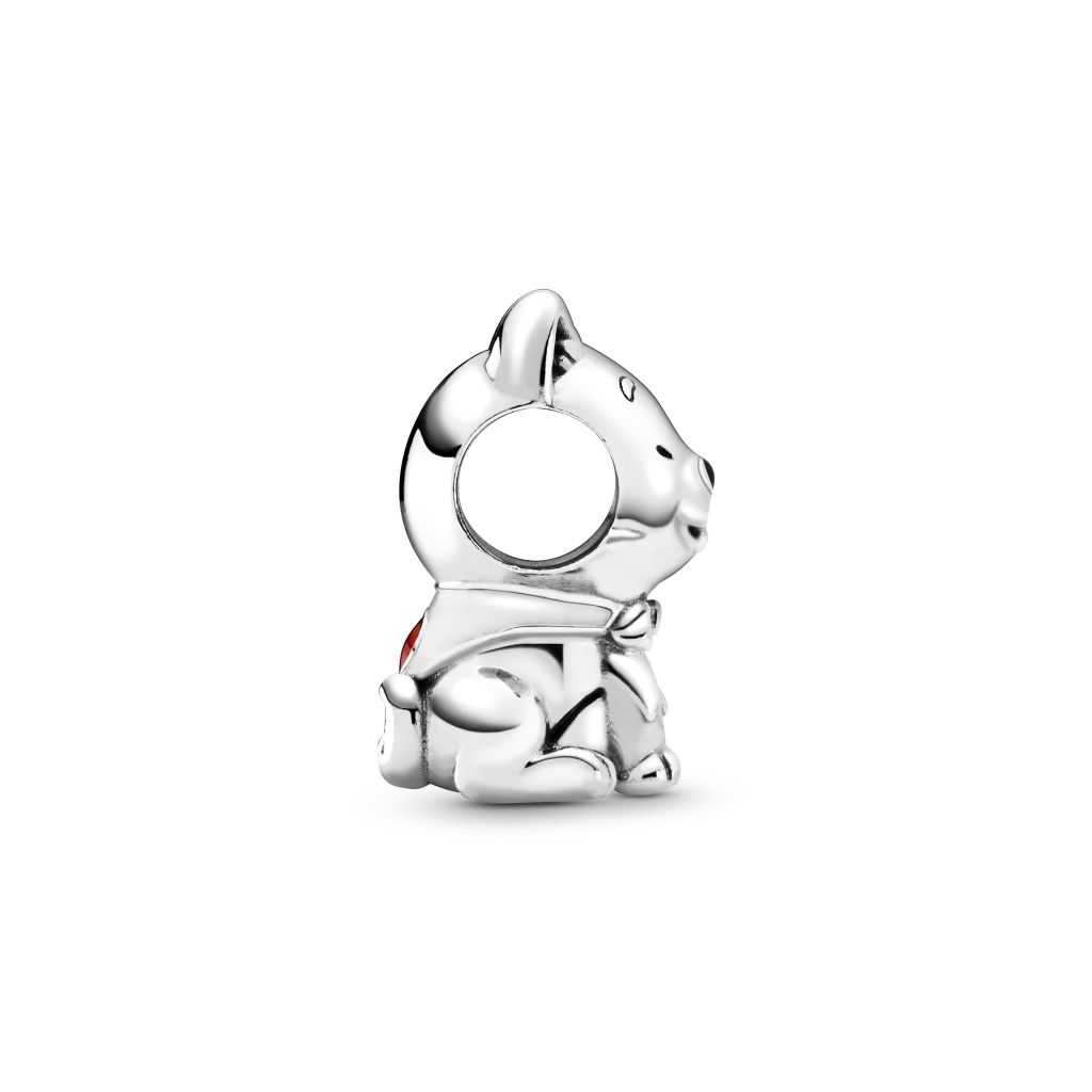 Japan Akita Inu dog sterling silver charm with white, red and black enamel