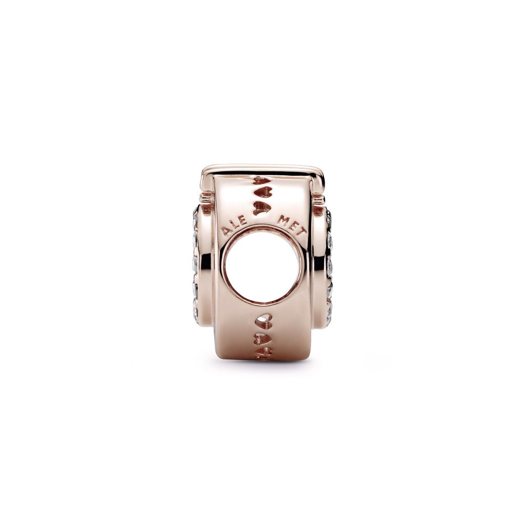 Crown O 14k rose gold-plated charm with CZ