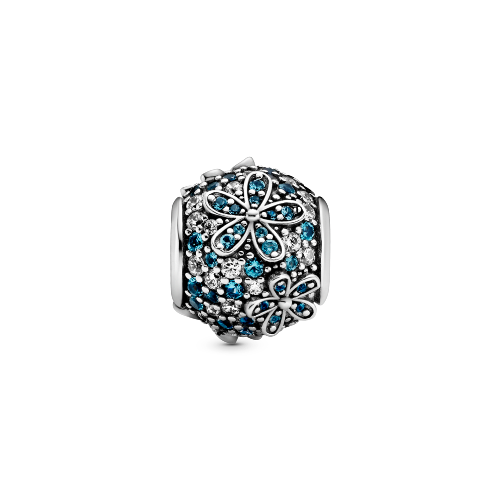 Daisy sterling silver charm with icy green crystal and CZ