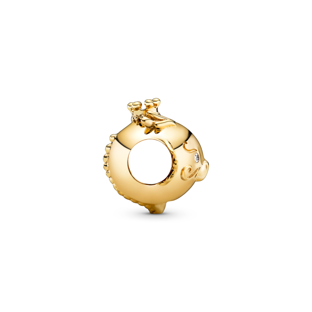 Chinese zodiac dragon 14k gold-plated charm with CZ