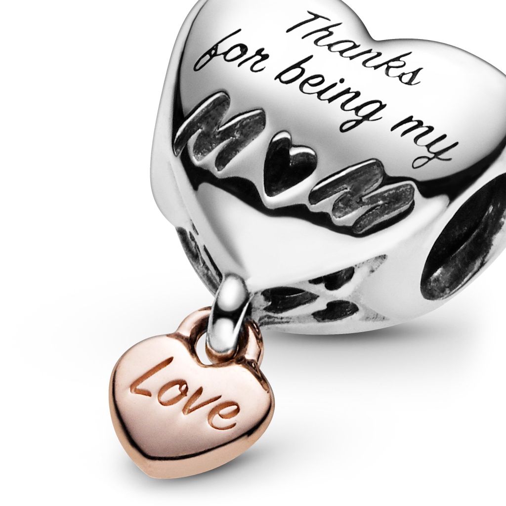 Heart sterling silver and 14k rose gold-plated charm