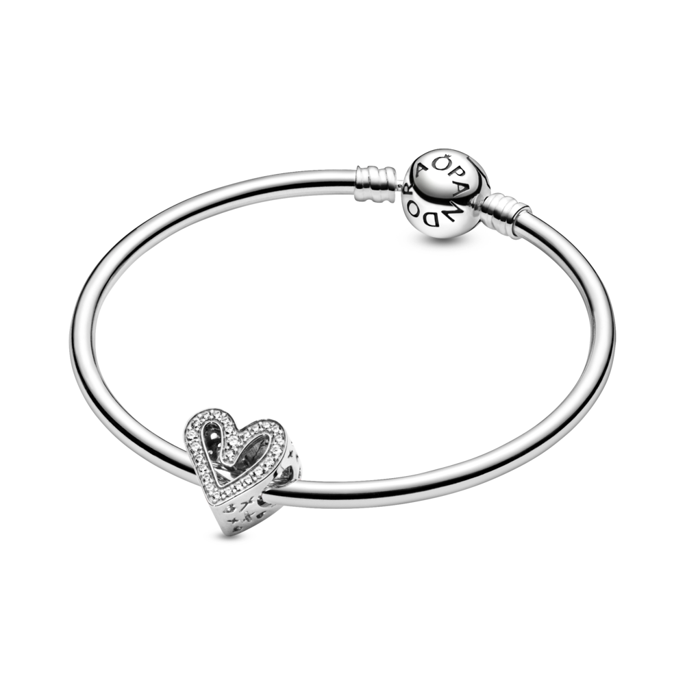 Heart sterling silver charm with CZ