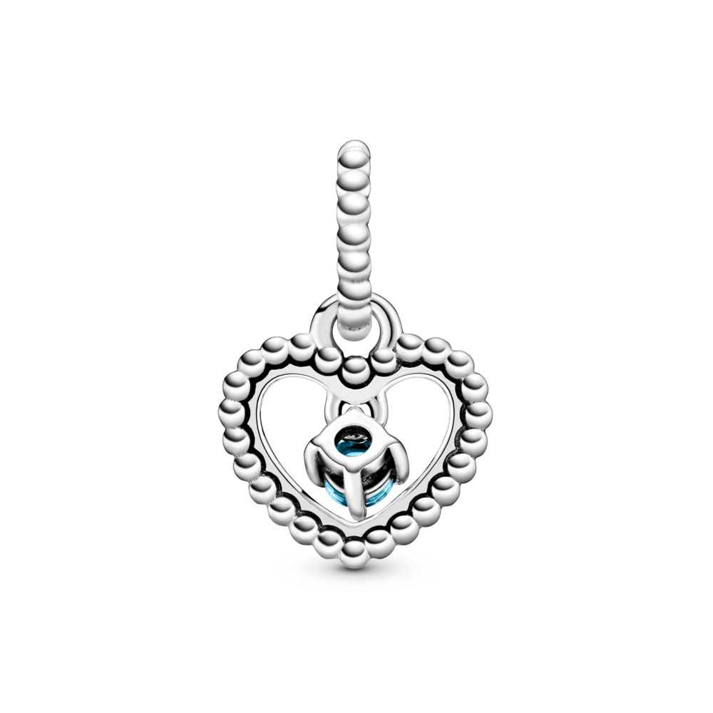 Heart sterling silver dangle with sky blue crystal