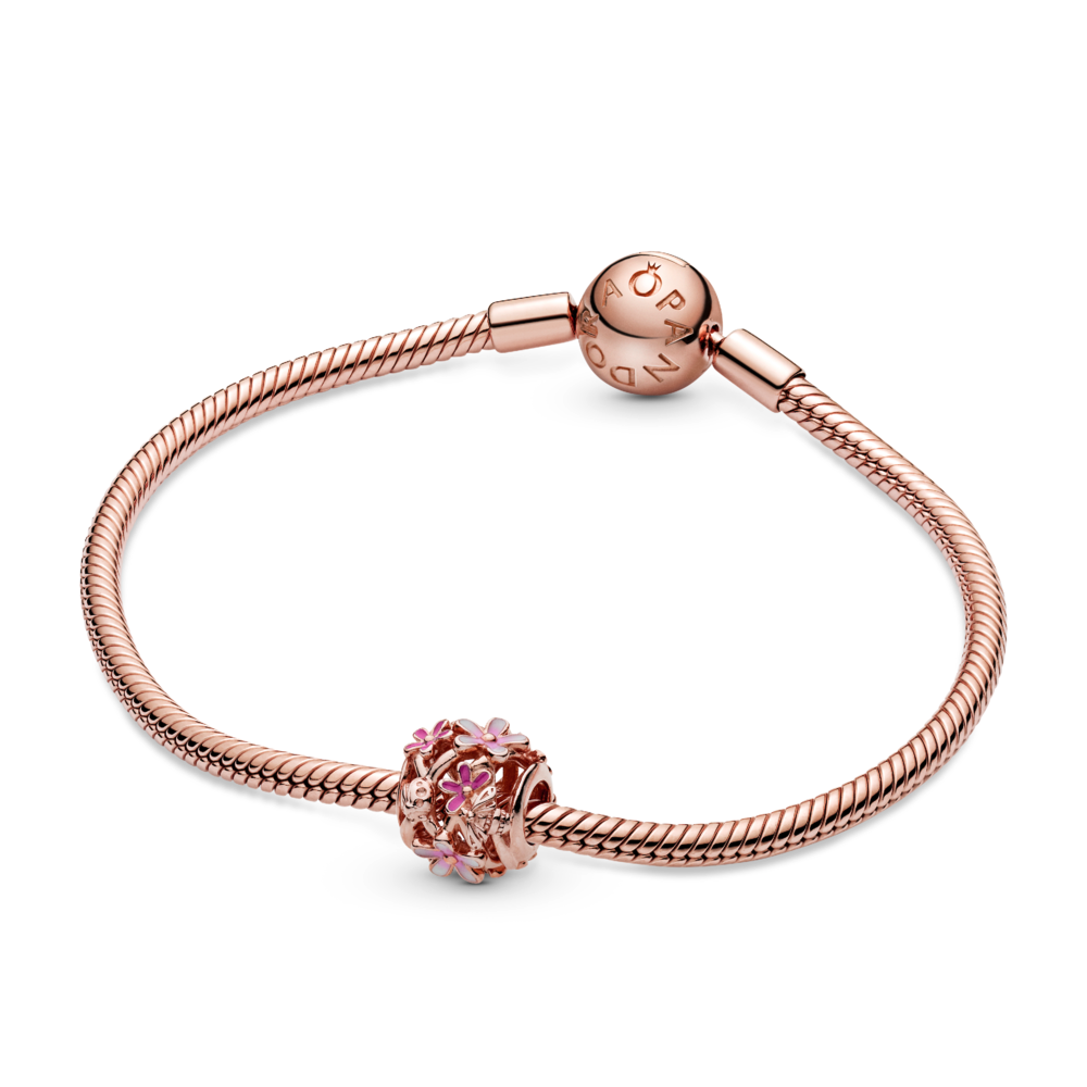 Daisy 14k rose gold-plated charm with shaded pink enamel