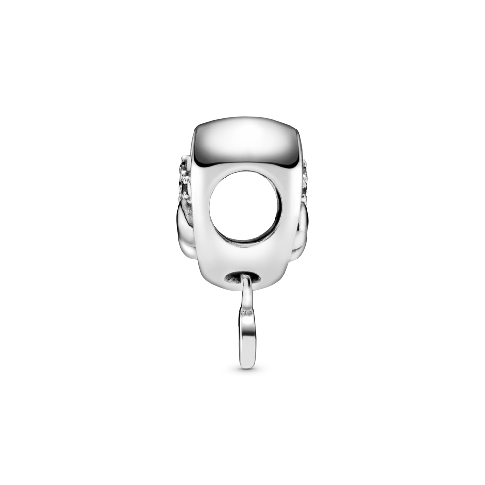 Paw heart sterling silver charm with CZ