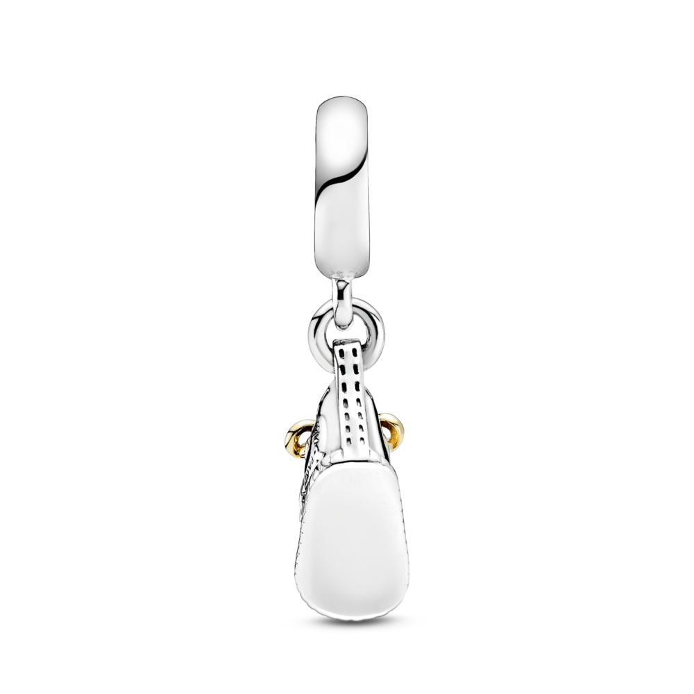 Baby shoe sterling silver and gold dangle