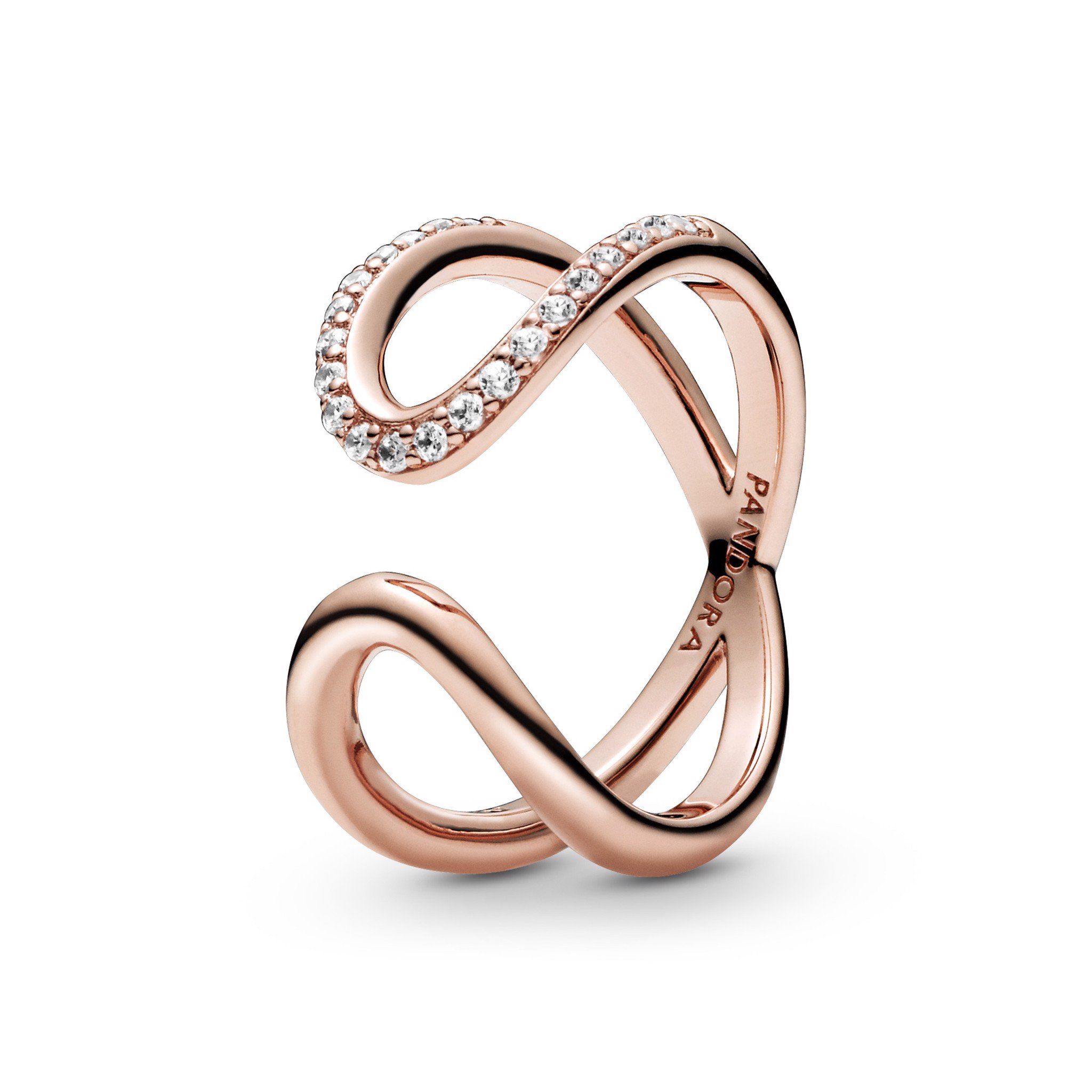 Infinity Pandora Rose open ring with clear cubic zirconia
