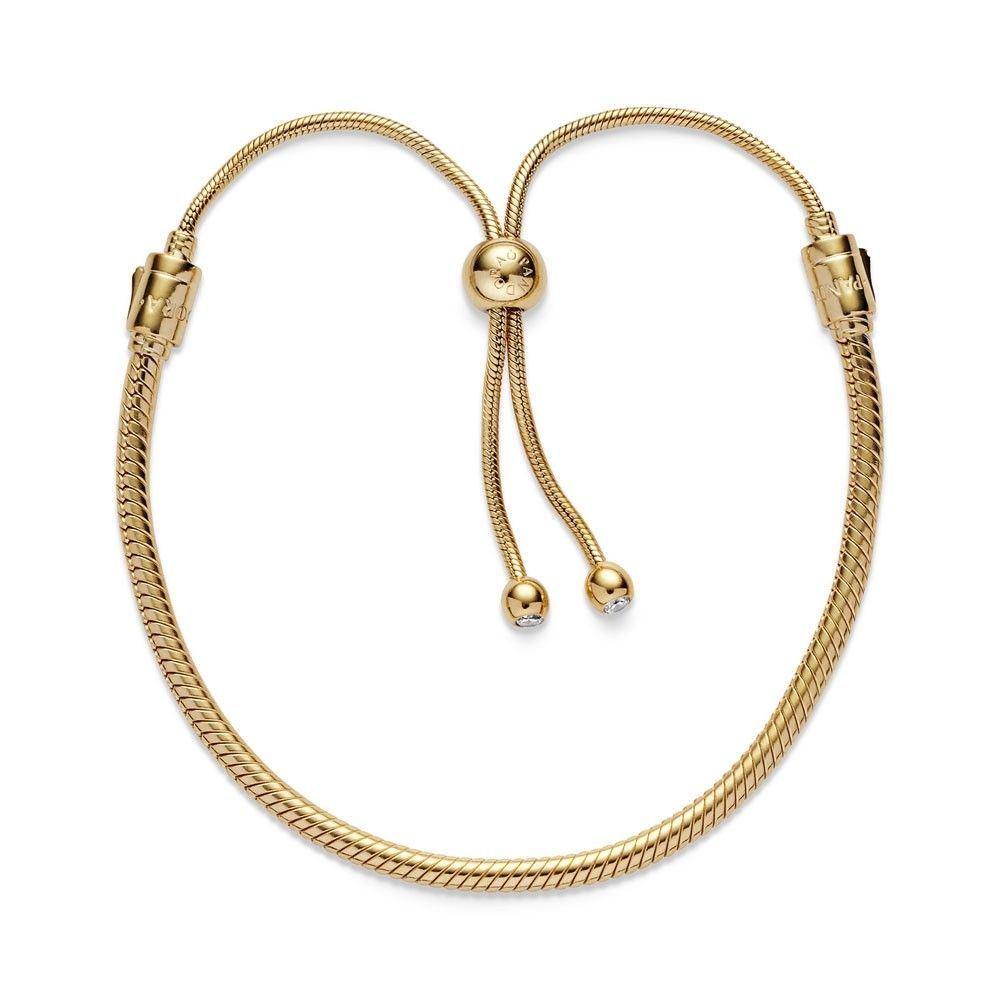 Snake chain 14k gold-plated bracelet with CZ
