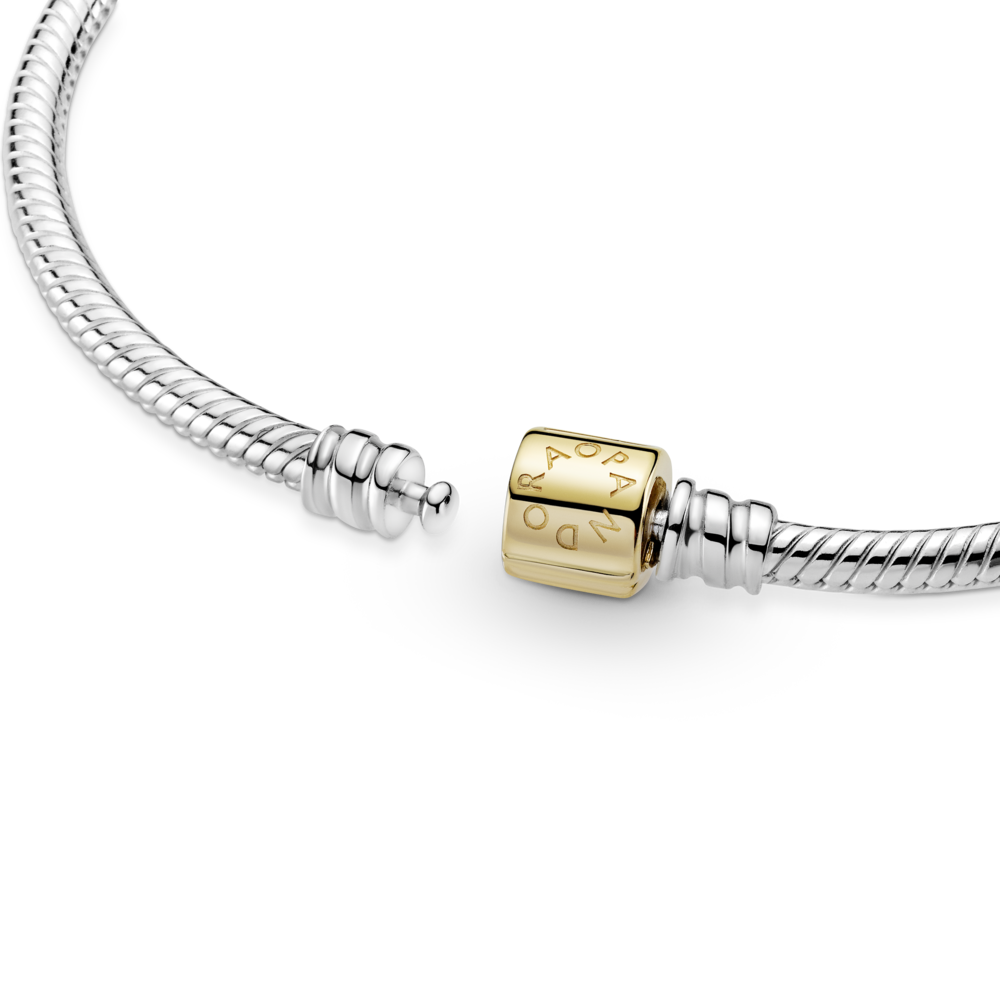 Vòng Pandora Two-Tone dây bạc mềm và khóa vàng
