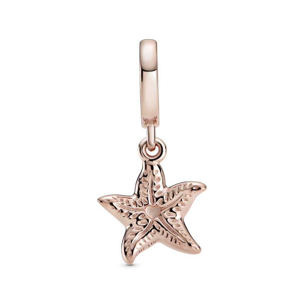 Starfish Pandora Rose dangle with icy blue and ice green crystal