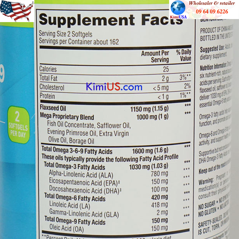 Omega 369 1600mg 325 viên - Viên uống bổ mắt, tim mạch của Mỹ