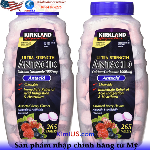  Viên nhai hỗ trợ dạ dày Kirkland Ultra Strength Antacid 265 viên của Mỹ 