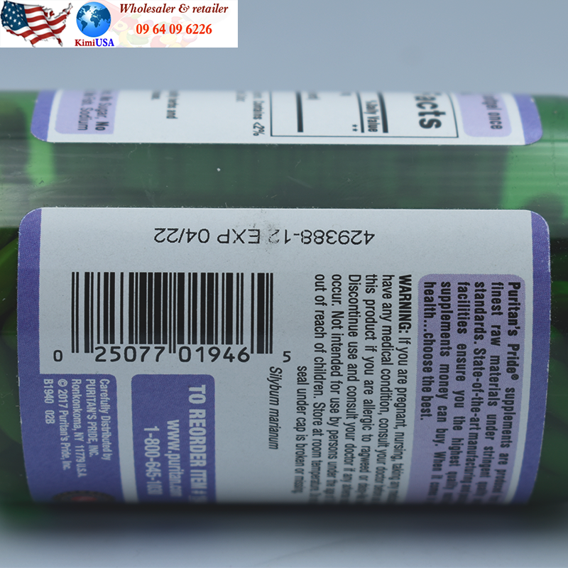 Milk Thistle Extract Puritan’s Pride 1000mg 180 viên - Viên uống bổ gan của Mỹ