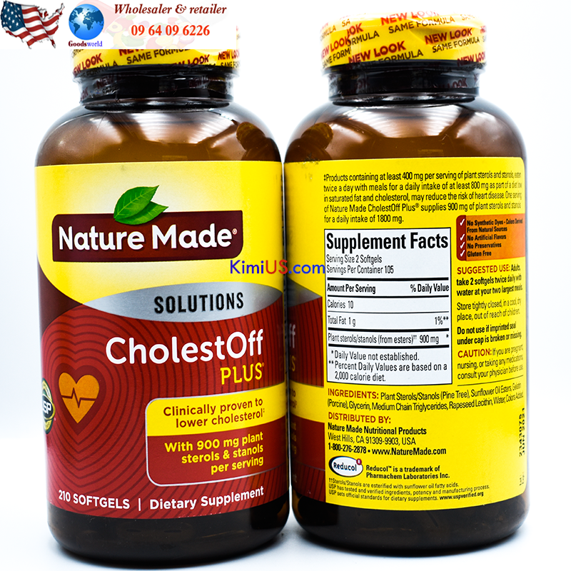 CholestOff Plus Nature Made 210v - Viên uống giảm Cholesterol, hỗ trợ tim mạch của Mỹ