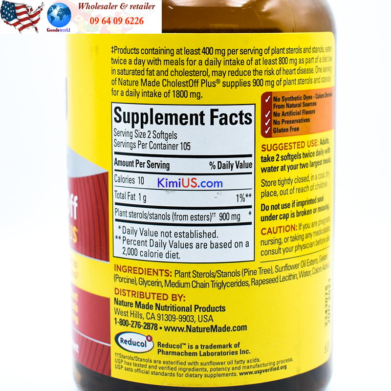 CholestOff Plus Nature Made 210v - Viên uống giảm Cholesterol, hỗ trợ tim mạch của Mỹ