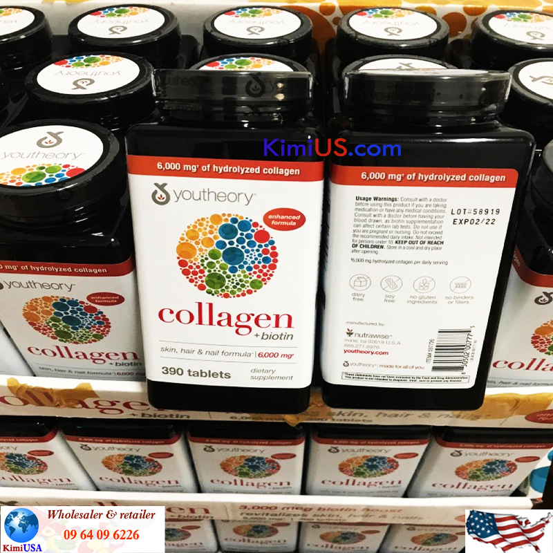 Collagen Youtheory Type 1,2&3 390 viên - Viên uống trắng da, chống lão hóa da, tàn nhang, bổ xương khớp của Mỹ