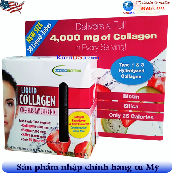  Nước uống đẹp da Liquid Collagen 4000mg 30 tuýp của Mỹ 