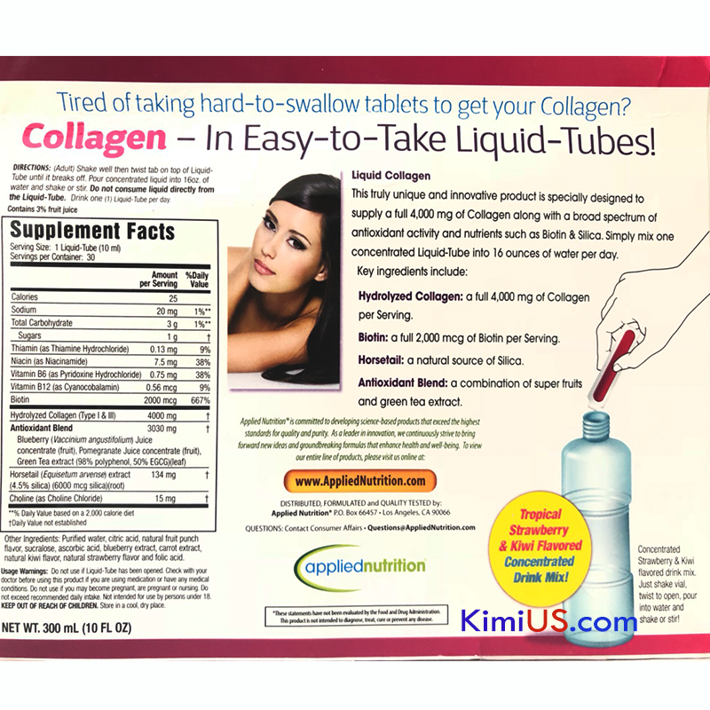 Nước uống đẹp da Liquid Collagen 4000mg 30 tuýp của Mỹ - GG