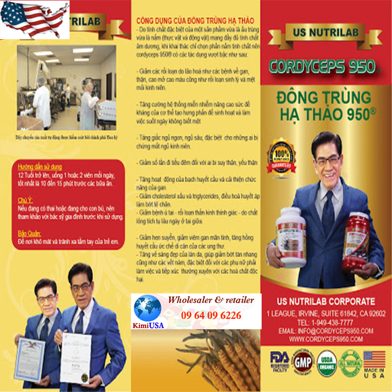 CORDYCEPS 950mg 90 viên - ĐTHT chiết xuất từ thiên nhiên của Mỹ (USA) - GG
