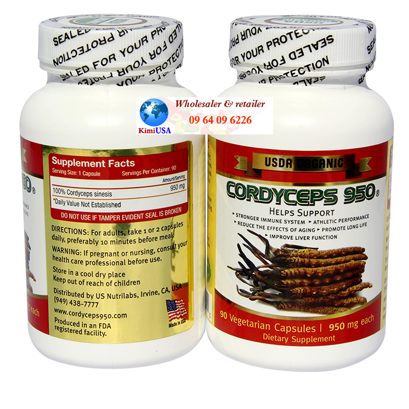 CORDYCEPS 950mg 90 viên - ĐTHT chiết xuất từ thiên nhiên của Mỹ (USA) - GG