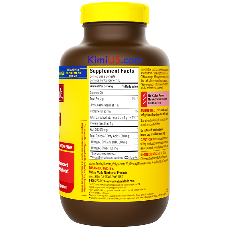 Dầu cá Nature Made Fish Oil 1200mg 360mg Omega 3 200 viên của Mỹ - GG