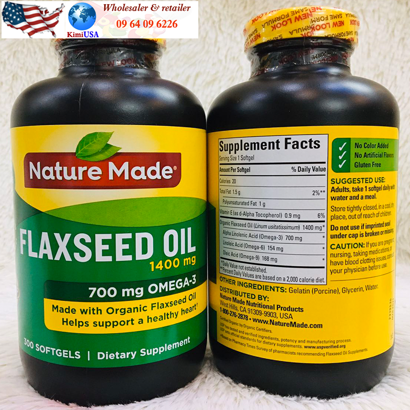  Flaxseed oil Nature Made (Omega 3-6-9) 300 viên - Viên uống hỗ trợ mắt + tim mạch của Mỹ 